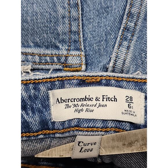 Abercrombie & Fitch 90s Relaxed High Rise Curve Love Womens 28 6S Medium Wash - Picture 9 of 13